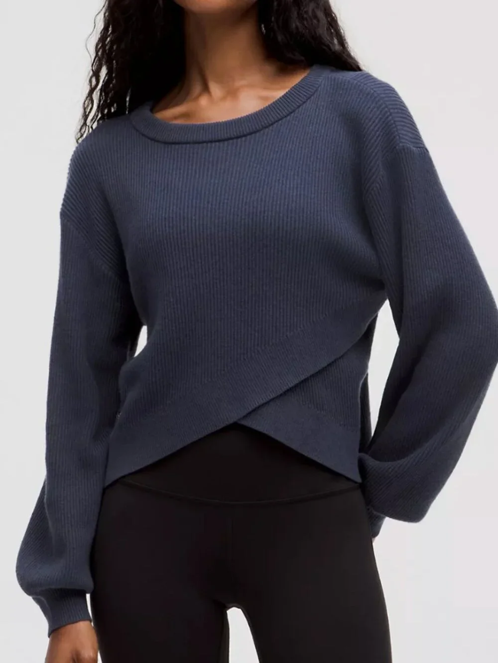 Lululemon Reversible Crossover Sweater Bone Rib Knit XS LUXE